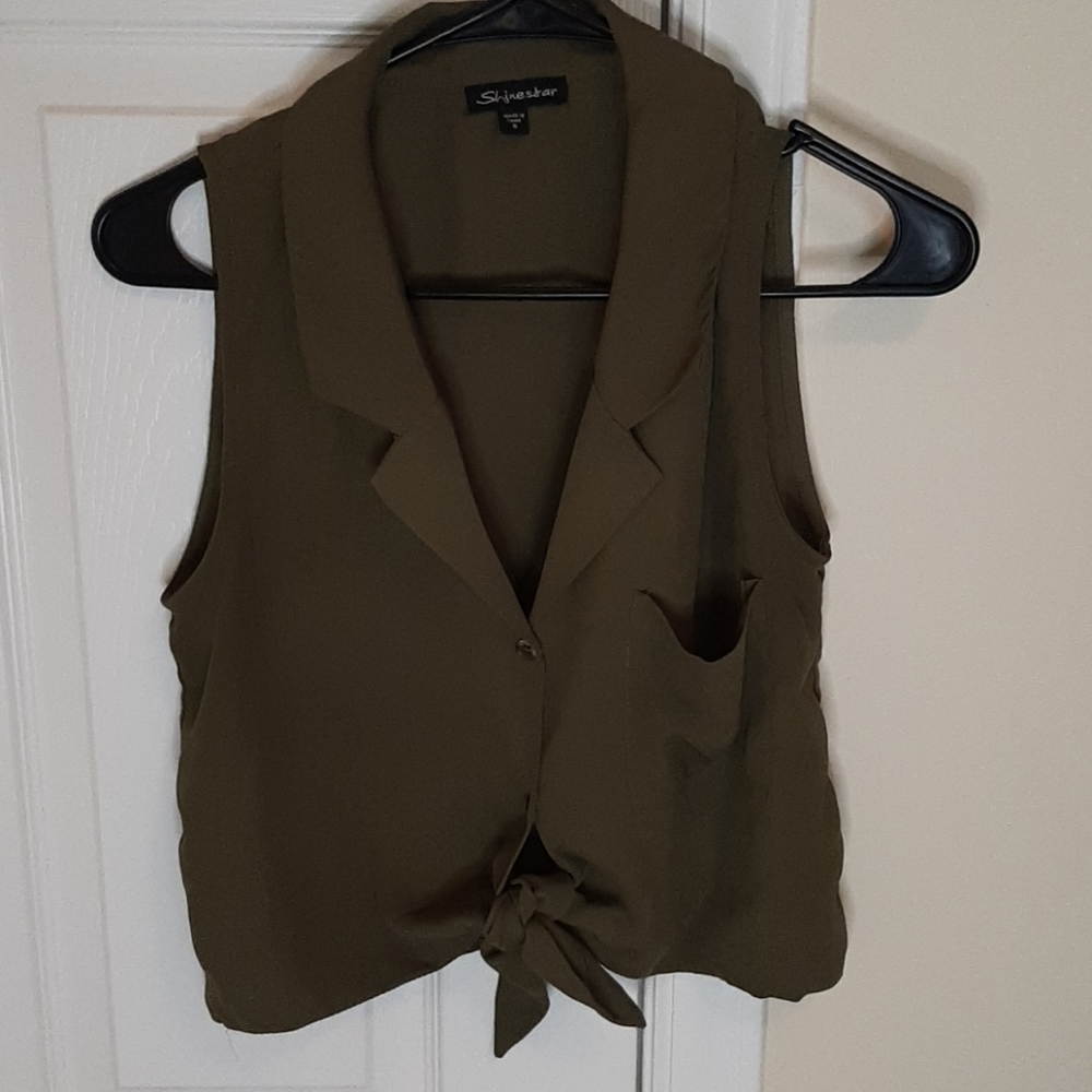 Shinestar crop top!, Army Green, Small